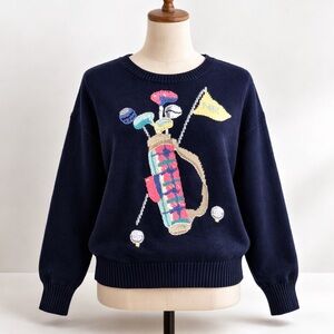 Vintage Northern Reflections Golf Sweater Womens XL Preppy Cottagecore Knit